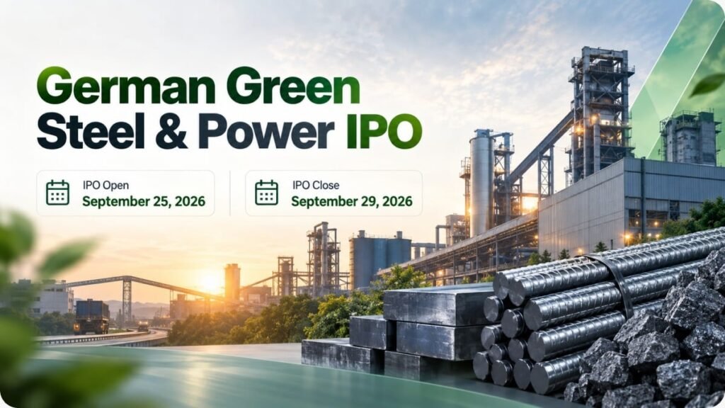 German Green Steel IPO peer comparison Beekay Steel Gallant Ispat Kamdhenu MSP Steel VMS TMT P/E valuation table FY2026 EPS ROE